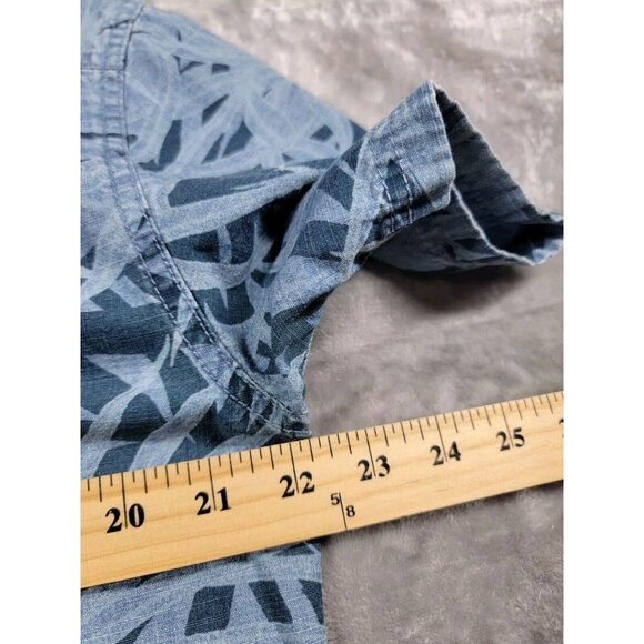 Quiksilver Mens Large Blue Floral Short Sleeve Button Front Hawaiian Shirt - Picture 4 of 7